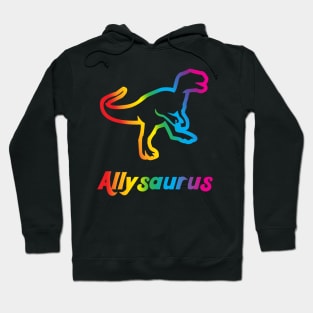 Allysaurus Gay Pride Parade Rainbow Dinosaur Hoodie